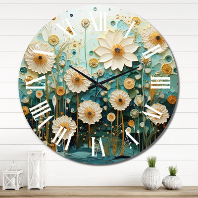 Horloge murale verte et bleue Tranquil Oasis III - Abstract Botanicals