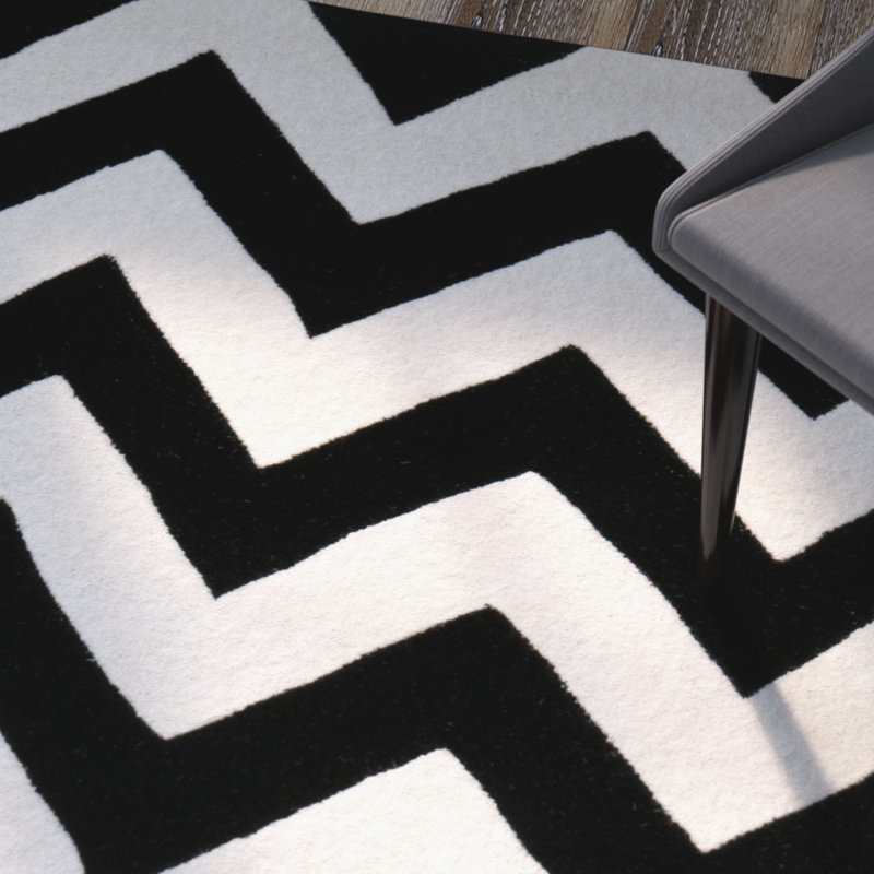 Hidevale Chevron Wool Hand Woven Area Rug, Round 152cm