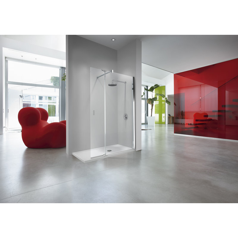 Kuadra Slab Semi-Frameless Walk In Glass Screens with Clear Glass, 2000 mm x 1170 mm