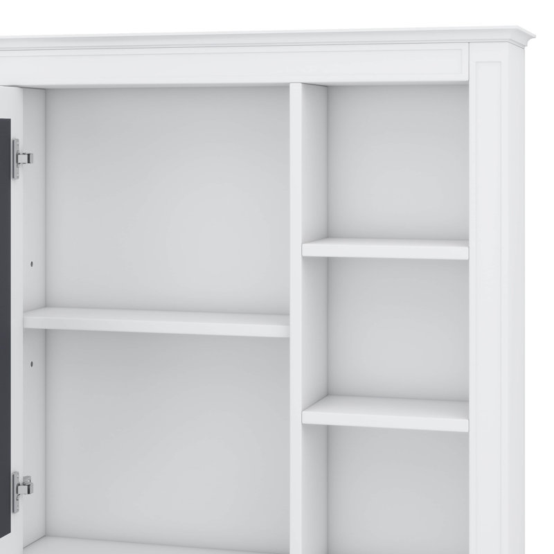 Armoire à pharmacie murale avec miroir, 6 tablettes ouvertes, Blanc