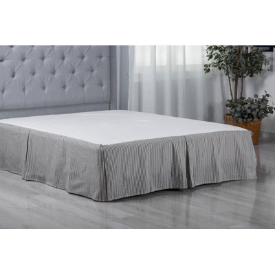  Cotton Ticking Stripe Tailored Bed Skirt 16" Drop