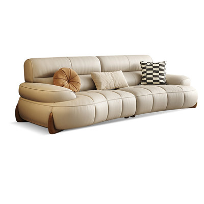 Creamy-white Genuine Leather Modular Sofa cushion couch