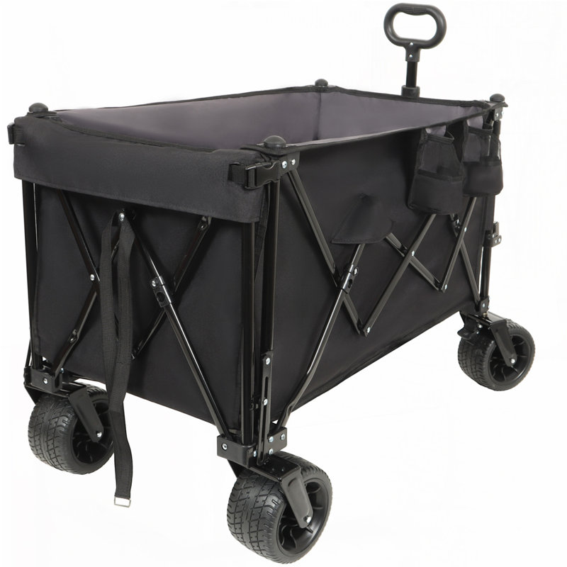 Wagon pliable avec hayon rallongé, Noir + gris