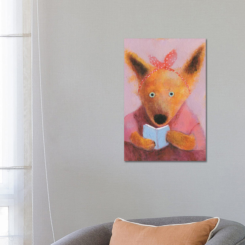 The Fox Reading The Book By Natalia Shaloshvili - Wrapped Canvas Painting by Natalia Shaloshvili - Wrapped Canvas Painting