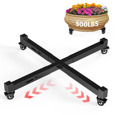 Chariot à plantes à roulettes, robuste, pour plantes de 53 à 76 cm (21 à 30 pouces), support en métal avec 4 roulettes verrouillables, noir