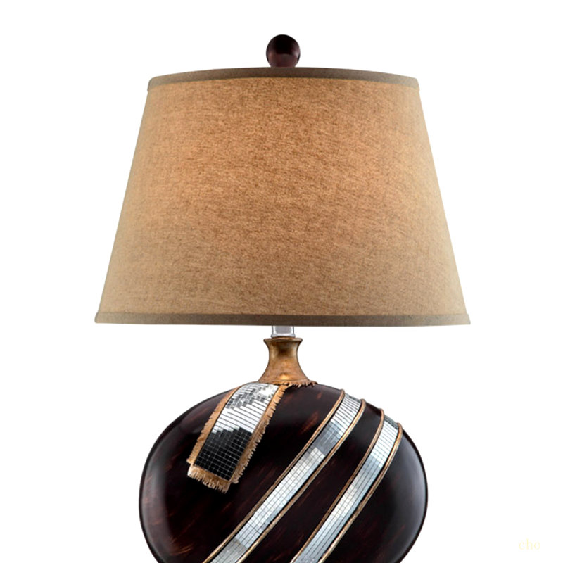 Grande lampe de table 28,5 "Kukui" avec finition espresso foncé, abat-jour en tissu