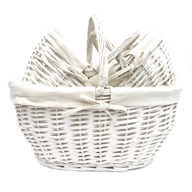 Brambly Cottage Wicker Decorative Basket, White, 25cm H x 27cm W x 22cm D