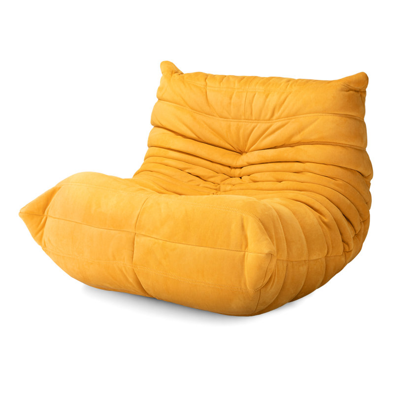 Danial Foam Armless Bean Bag Lounger, Yellow Microfiber/Microsuede
