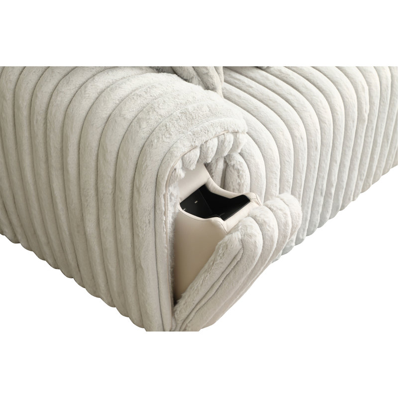 Canapé en velours côtelé Jaya Mondo Power Motion avec couchette et port USB