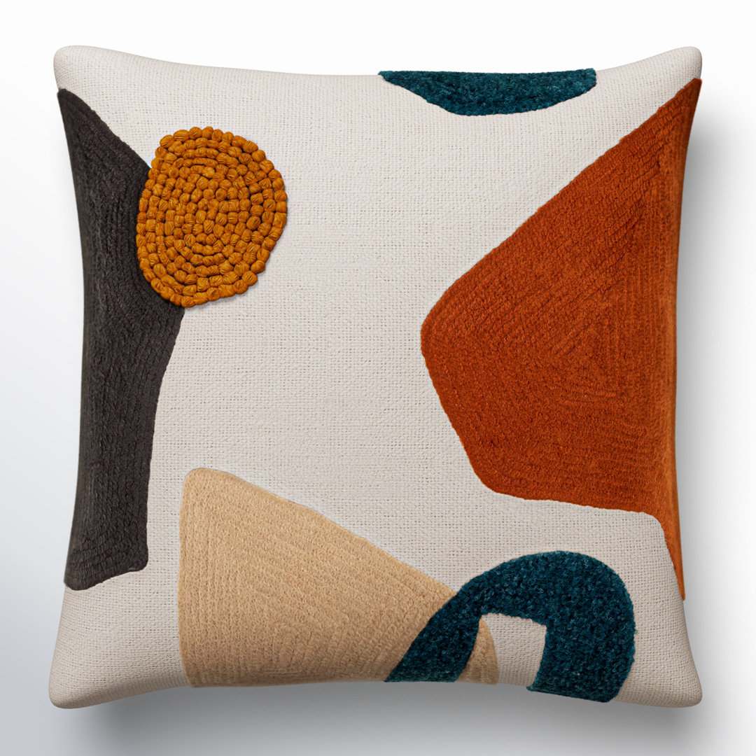 Fulbourn Abstract Cream/Burnt Orange/Charcoal Square Throw Cushion AllModern