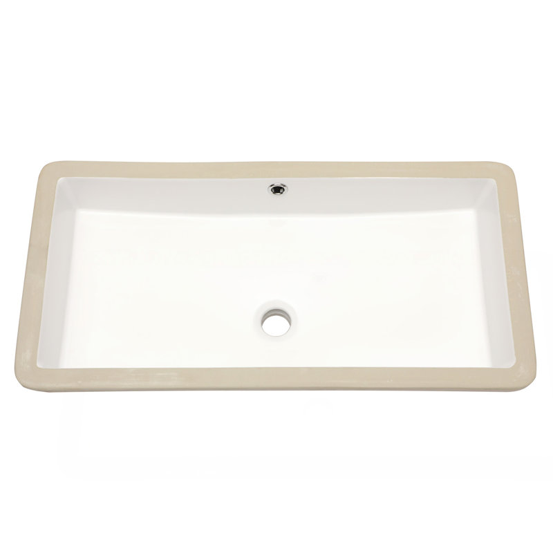 Lavabo de salle de bain rectangulaire encastrable 28 po x 14 po en céramique blanche avec trop-plein (n'inclut que le lavabo de salle de bain)
