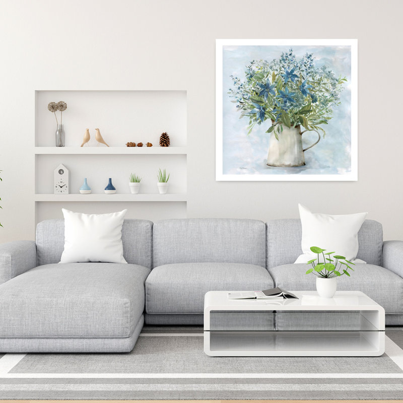 «Arrayed In Blue II», art floral délicat et paisible, H 36 po x l 36 po