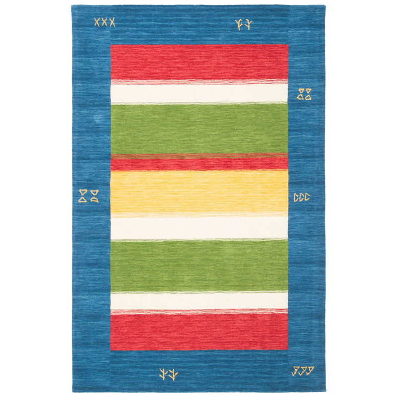 Adione Hand Loomed Wool Southwestern Rug, Rectangle 4' x 6'