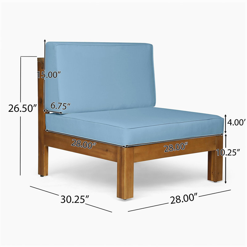 Ensemble de canapé 3 pièces Oana, bleu, Coussin bleu / cadre naturel
