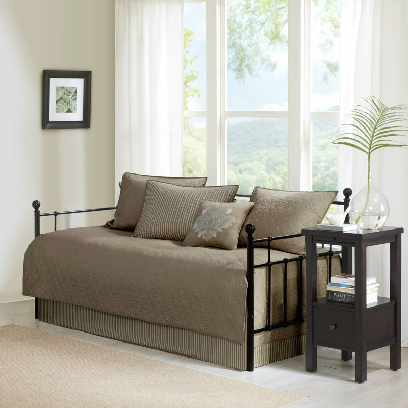Quebec 6 Piece Reversible Daybed Cover Set, Khaki
