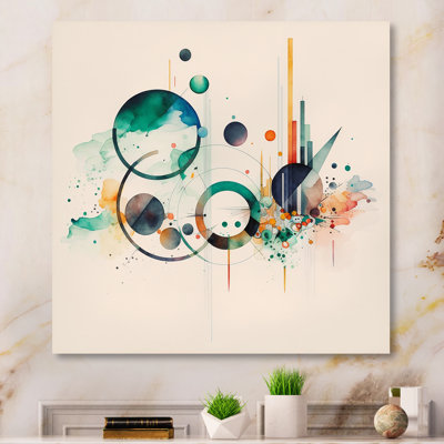 Art géométrique multicolore aquarelle II - peinture sur toile