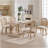 French Country Dining Chairs Set of 2, Upholstered with Nature Rattan Fan-shaped Back, Wire Drawing and Carving Techniques, Disassemblable for Versatile Use, Beige