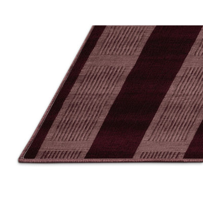 Machine Washable Checkered Red Area Rug