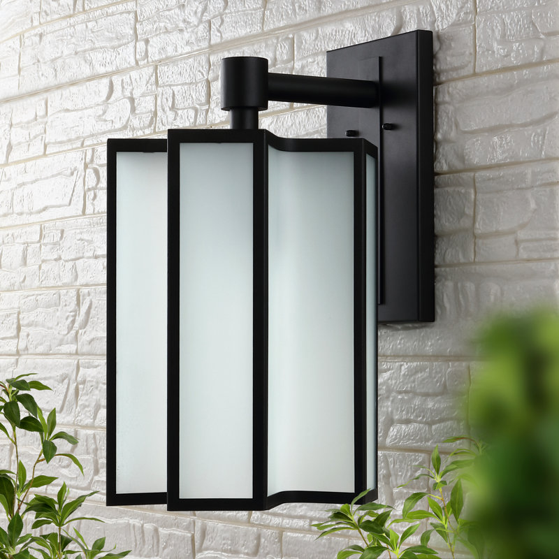 Lanterne murale d'extérieur en verre noir givré