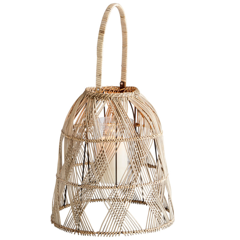 Clydesdale Wicker Tabletop Lantern, 20.75" H x 12" W x 12" D