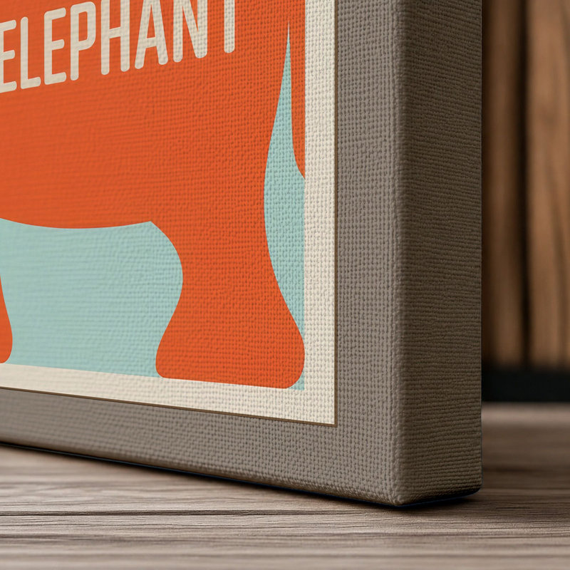 Elephant Study Grid Mid-Century - Wrapped Canvas, 24x16 - 61.0 x 40.6 cm, Taupe Border