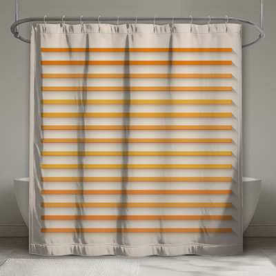 Rideaux de douche horizontaux à lignes orange