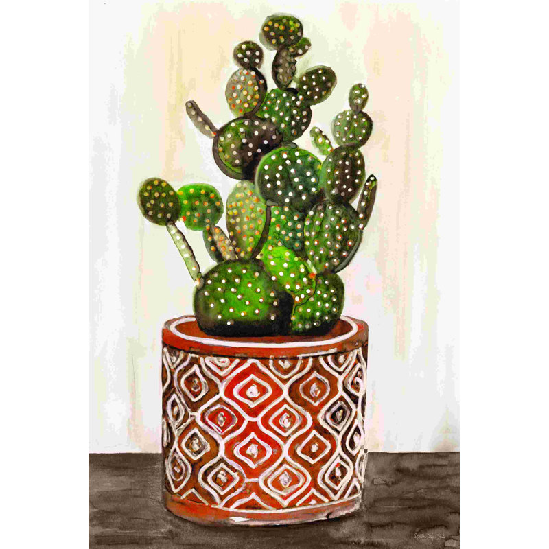 " Potted Cactus I " by Stellar Design Studio Painting Print, 18" H x 12" W