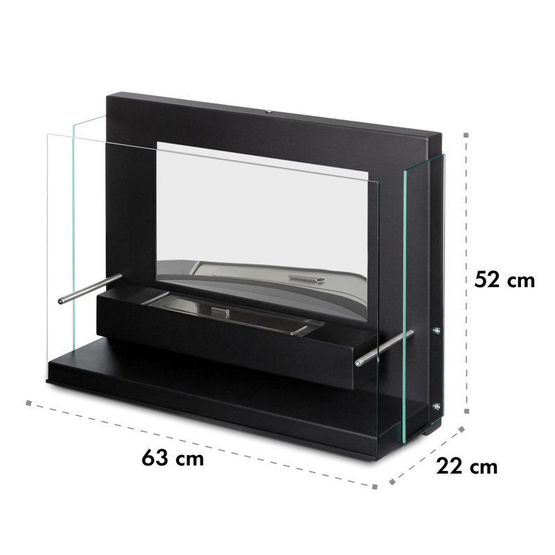 Vidro Klarstein 63cm W Black Bio-Ethanol Fireplace Insert