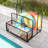 Metal Patio Pool Float Storage Basket, Outdoor Toy Rack And Multi Use Storage Organizer Bin For Floats, With Rolling Wheels