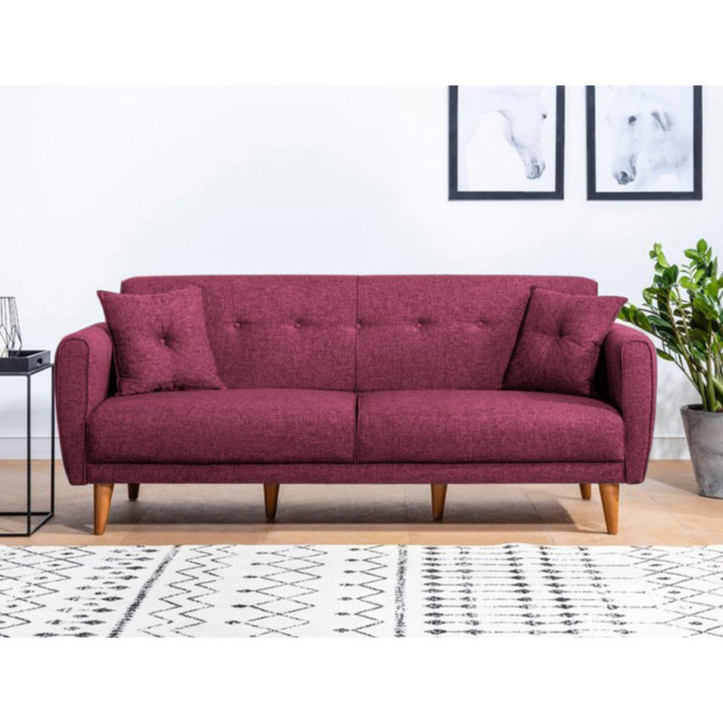 Sova 2 - Piece Living Room Set, Claret Red 100% Linen