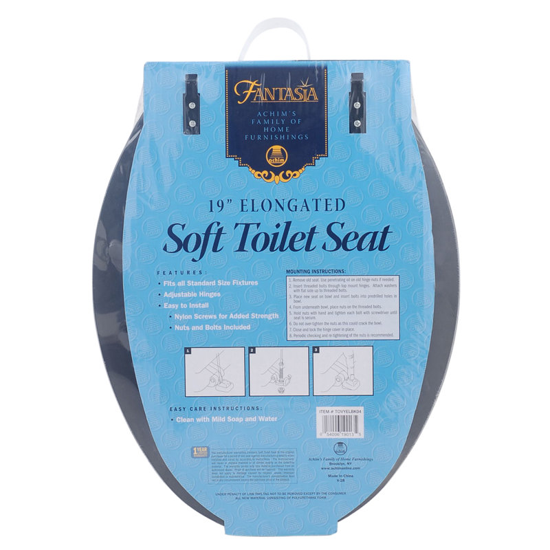 Fantasia Elongated Toilet Seat and Lid, Black