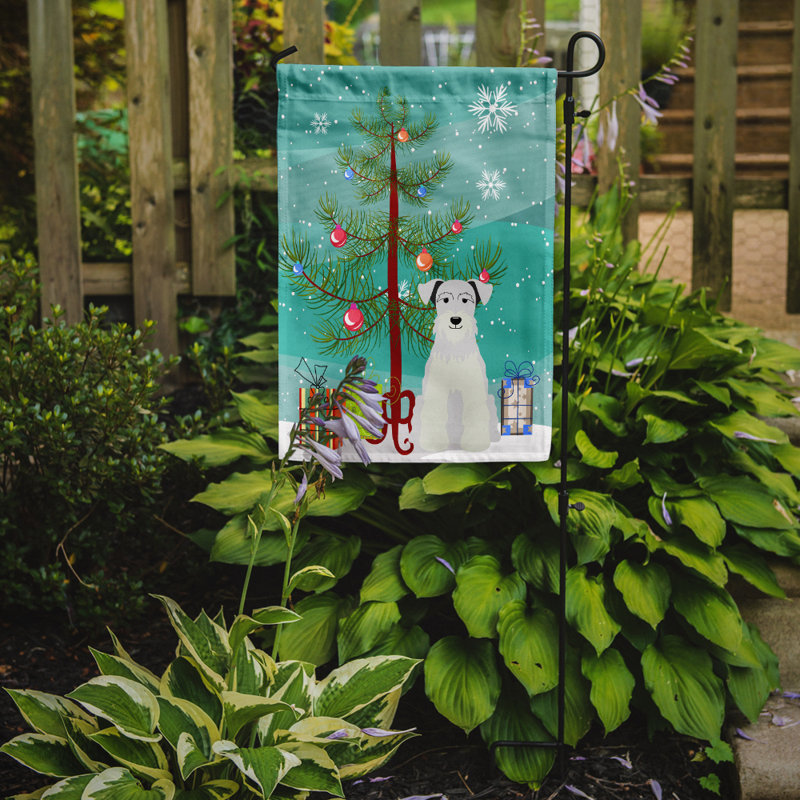 Drapeau en polyester 2 côtés sous l’arbre Silloth, Schnauzer miniature blanc, H 15 po x l 11 po x P 0,01 po