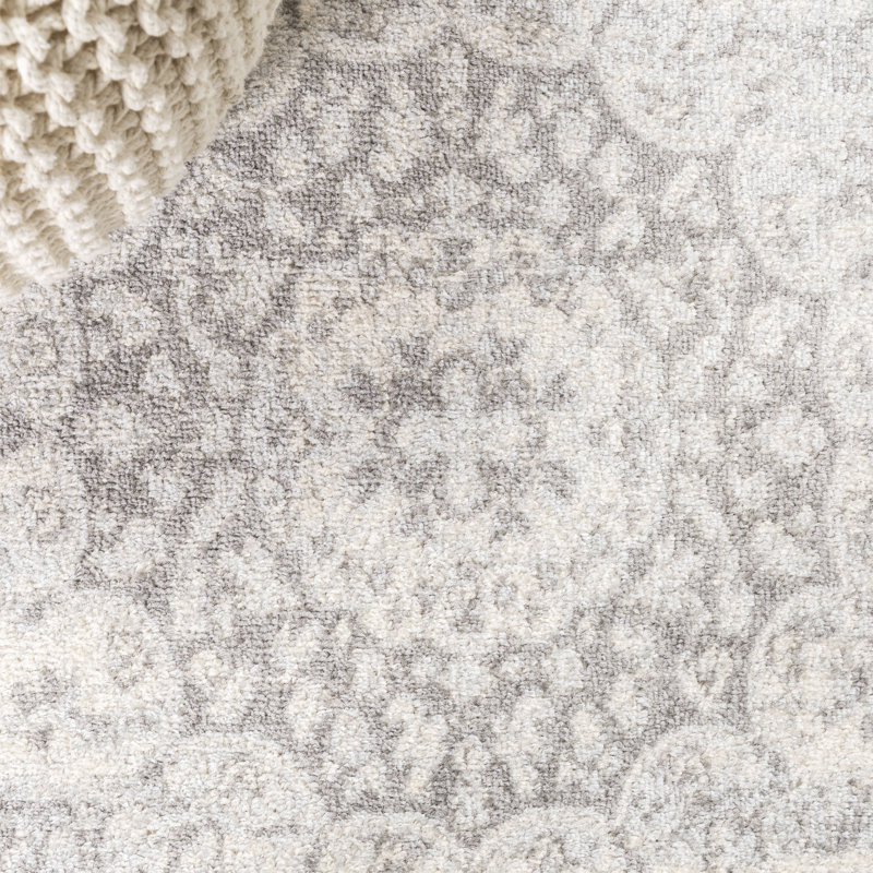 Tapis gris / crème droitwich, Rectangulaire 3 pi x 5 pi