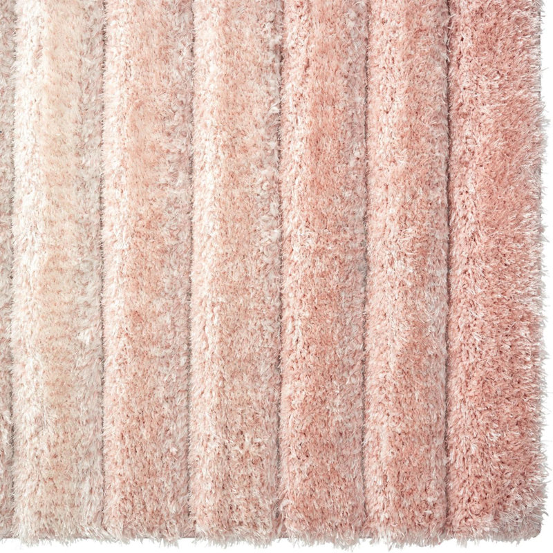 Tapis rayé rose / ivoire Lantanas, Rectangle 5 pi x 7 pi