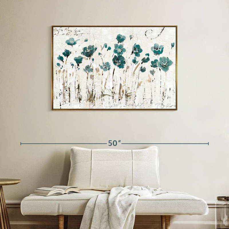 Leota Balance VI - bleu, Cadre flottant doré, 40 po x 27 po