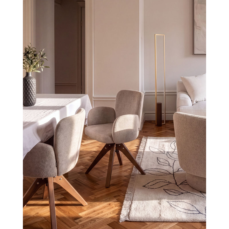 50 cm H Upholstered Dining Chair, Beige, Beige