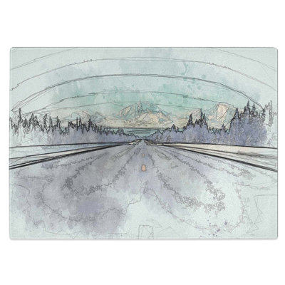Tempered Glass Alaskan Mountains Chopping Board