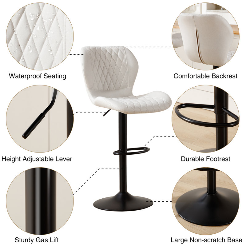 Tyrel Swivel Adjustable Height Bar Stool, gray