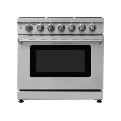 36 Inch Gas Range With 6 Gas Burners And Convection Oven In Stainless Steel