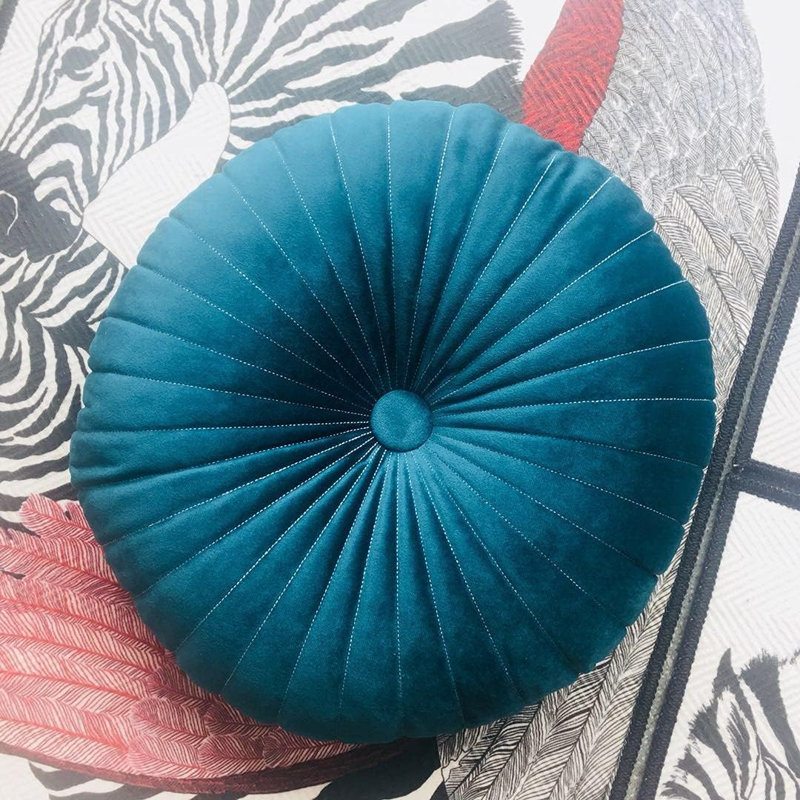 Coussin décoratif en velours 18 po , Bleu sarcelle