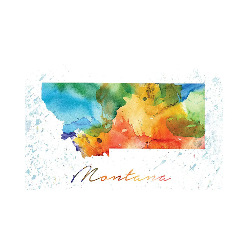 Montana State Colourful - Wrapped Canvas Painting, 30.48cm H x 45.72cm W x 1.91cm D