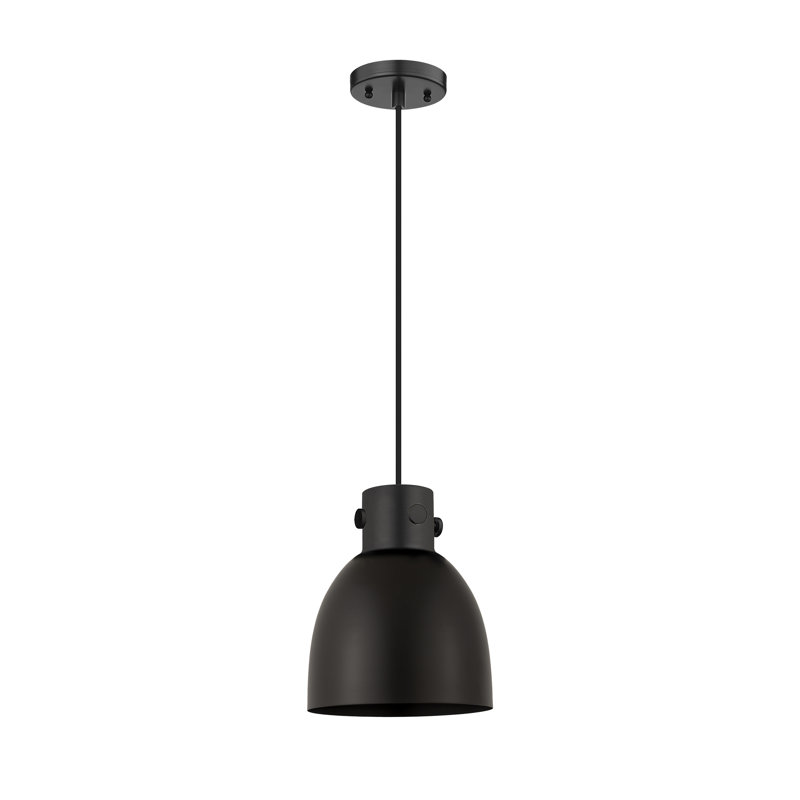 Luminaire suspendu en métal 1 lumière, Noir mat, H 9,63 po x l 8 po x P 8 po, Noir mat