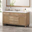 Meuble-lavabo de 60 po avec lavabo SMC, grande armoire de rangement moderne avec tiroirs à fermeture en douceur, boutons en métal argenté et 5 pieds en pin-766775028