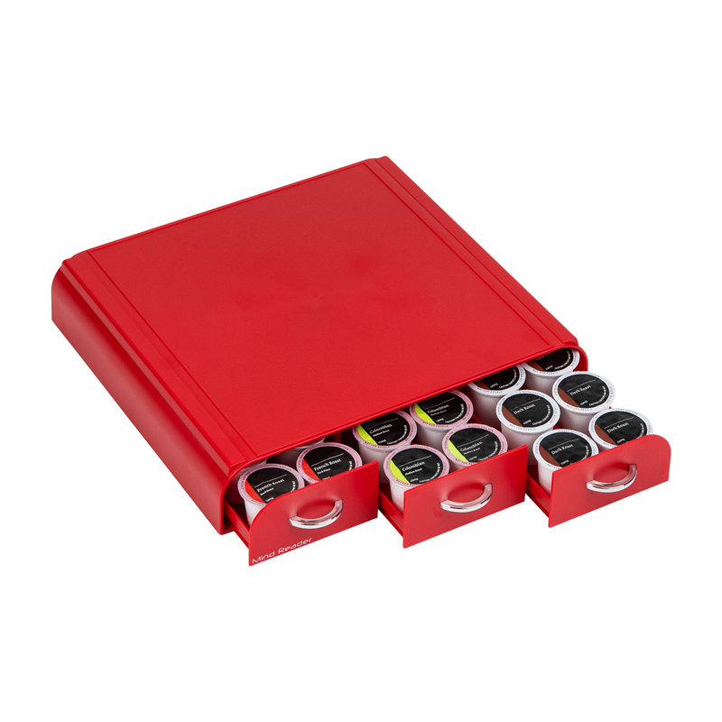 Red Wood Veneer Coffee Pod Drawer for 36 Capsules