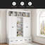 Arbre d'entrée avec banc et 5 casiers de rangement, armoire de rangement moderne avec 4 portes, 5 tiroirs et tablettes réglables pour le couloir, le vestibule et le salon-1227733554