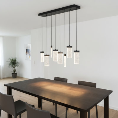 8 Lights Modern Perceus Kitchen Island Chandelier Rectangle Base Warm Light Dimmable