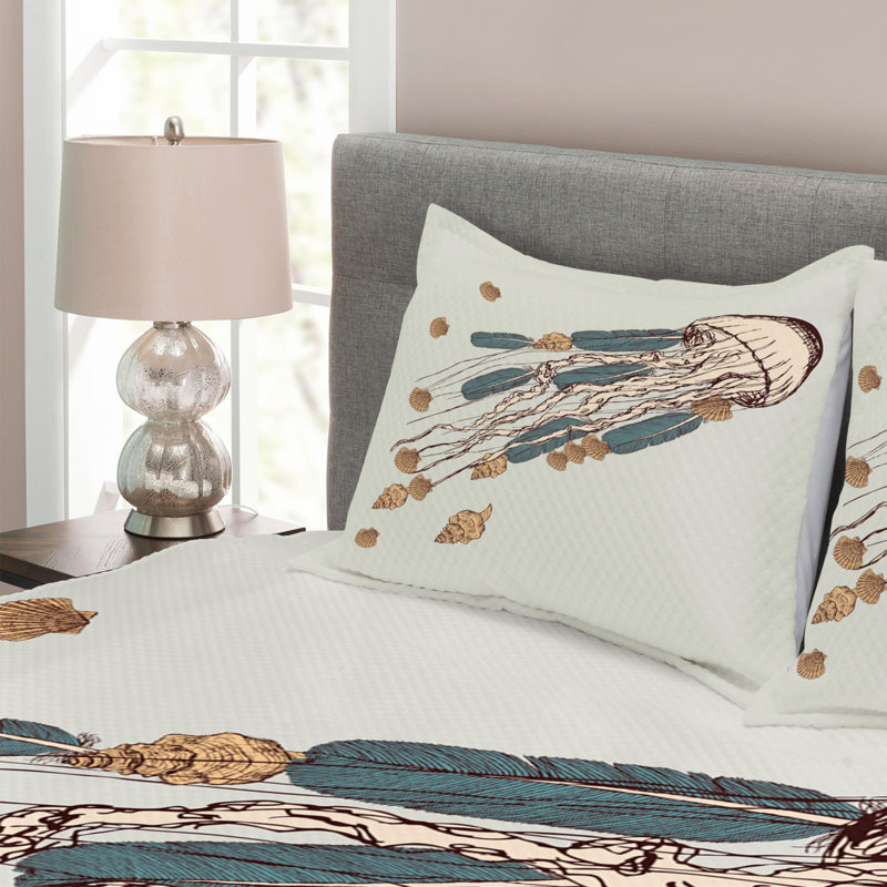 Coastal Polyester Coverlet, King Coverlet + 2 Shams