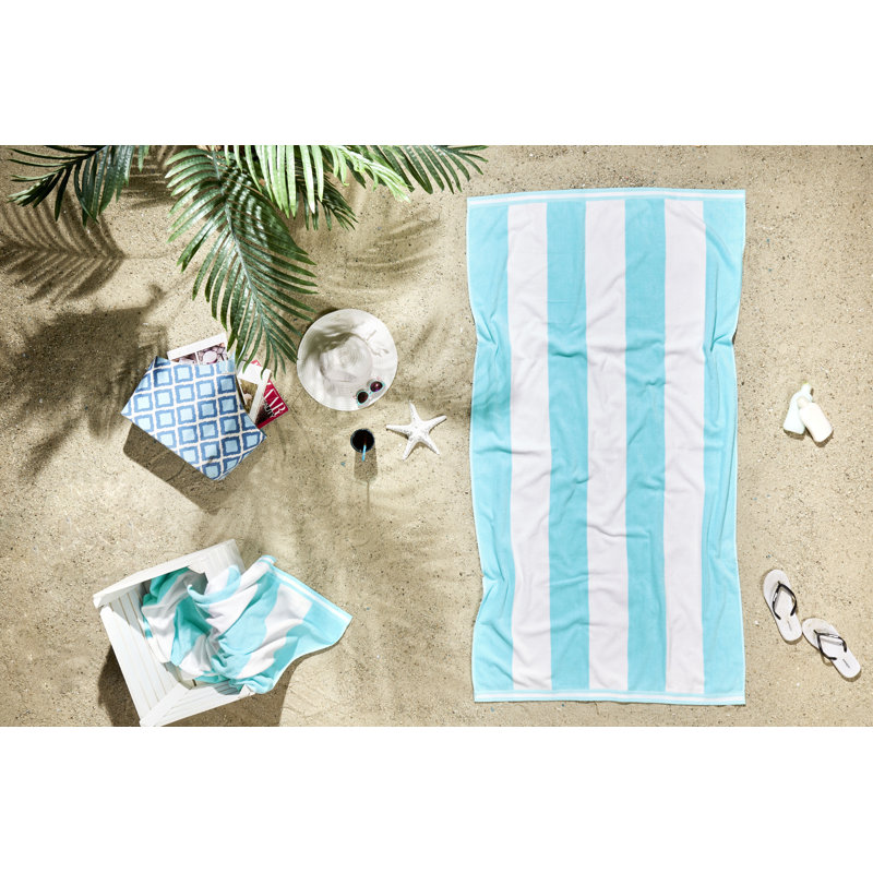 Serviette de plage Ozdilek Cabana 40 * 72 - 500 g / m² coton turc, 100% coton, luxe, séchage rapide, très grand, absorbant doux, (bleu serein sérénité)