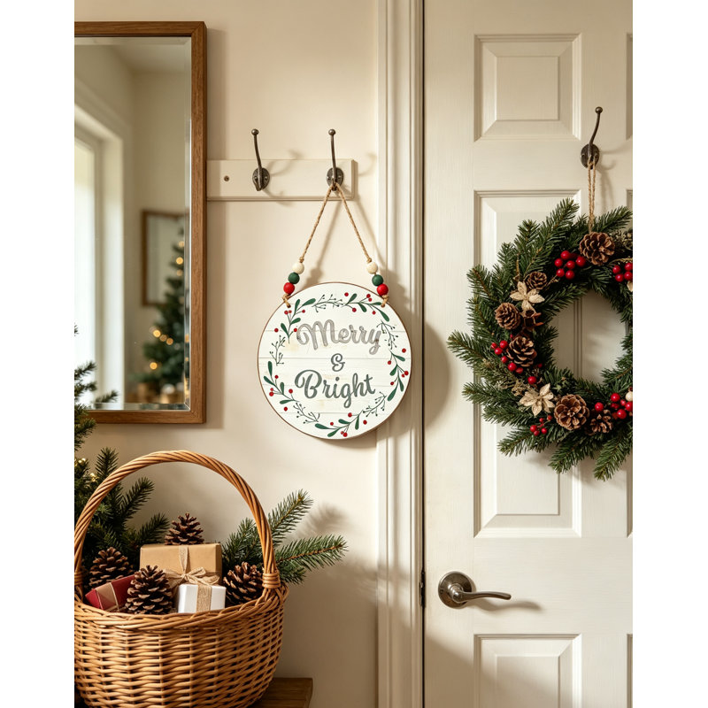 Plaque de Noël décorative avec perles en bois