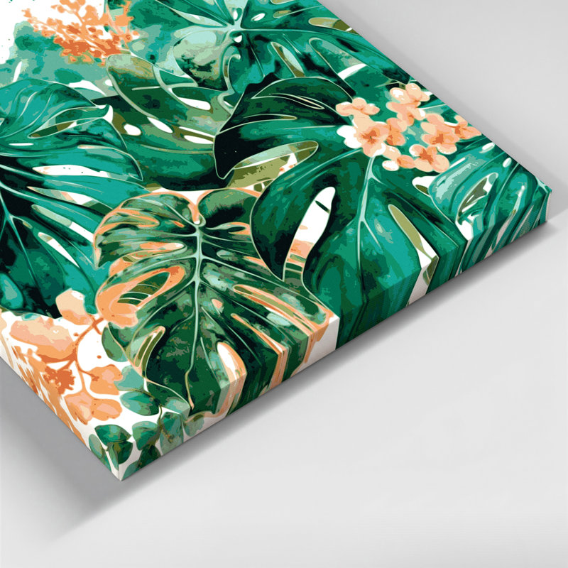 Hawaiian Leaf Cluster, art mural sur toile vert, H 12 po x l 12 po